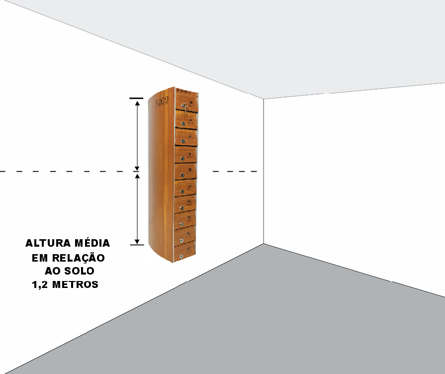 Recomendasse instalar um módulo das caixas com altura média de 1,2 m. Verifique no manual de instalação que acompanha o produto
