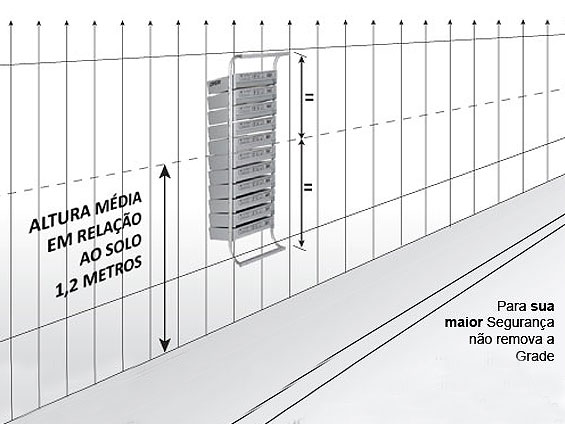 Recomenda-se instalar um módulo das caixas com altura média de 1,2 m. Verifique no manual de instalação que acompanha o produto