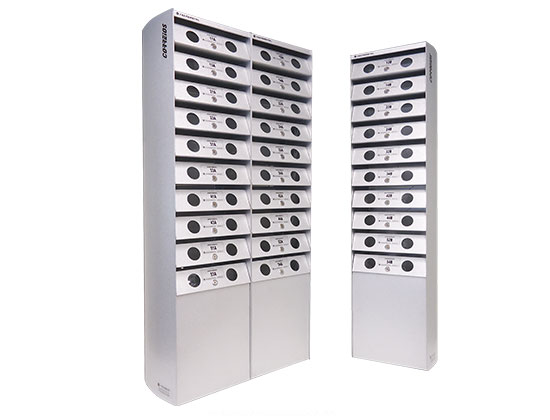 Fabricado em alturas que variam pela necessidade do cliente, de 8 a 14 caixas, destinado a comportar Jornais, revistas e cartas.