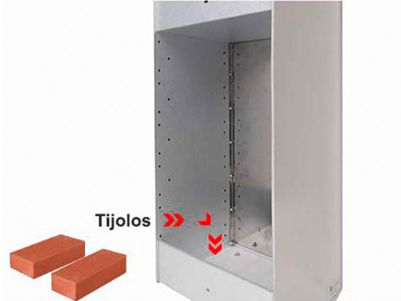 Conjunto colocado diretamente no piso, não necessita de fixação traseira. Recomendamos colocar uma carga equivalente a dois tijolos na parte traseira de cada conjunto.